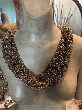 Chico's  Gold Metal Scarf Necklace